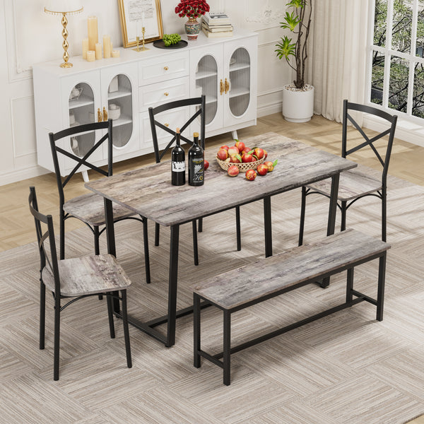 6 Pieces Dining Set 6-Piece Kitchen Table Set Perfect for Kitchen, Breakfast Nook, Living Room Occasions