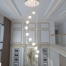 10-Lights Modern Staircase Chandelier Crystal Ceiling Lights Large Chandeliers for High Ceilings, Entryway, Modern 67' H Long Raindrop Lighting Fixture for Villas and Stairs, Adjustable Length
