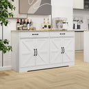 55.91' Large Farmhouse Buffet Cabinet Storage Sideboard with 2 Drawers and 4 Doors for Dining Living Room Kitchen Cupboard-White