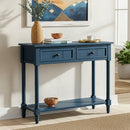 TREXM Daisy Series Console Table Traditional Design with Two Drawers and Bottom Shelf (Dark Navy)