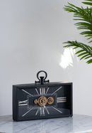 17.5x3x13' Decorative Black and Gold Gear Table Clock