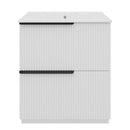 White Freestanding Bathroom Vanity with Ceramic Sink, Fluted Design, 30' with Full-Extension Soft-Close Drawers
