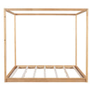 King Size Canopy Platform Bed with Support Legs in Natural Pine Wood and MDF, 80.3''x76.2''