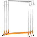 Z Rack, Industrial Grade Z Base Garment Rack, Height Adjustable Rolling Z Garment Rack, Sturdy Steel Z Base Clothing Rack w/Lockable Casters, for Home Clothing Store Display Orange (3 Sets)