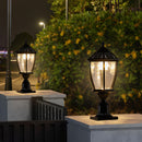 20'(H) Black Solar Powered LED Outdoor Lantern, Vintage Garden Light with Elegant Glass Design for Pathways, Yards, and Patios (2-Pack)