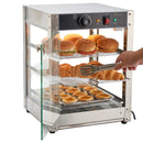 3-Tier Commercial Food Warmer Display, 800W Food Display Warmer with LED Light, Adjustable Shelf and Stainless Steel Frame, 86℉~185℉ Air Heating, 34L for Hamburger, Pizza, Bread, Fried Chicken