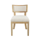Farmhouse Style Fabric Upholstered Side Dining Chair Set in Beige with Rubberwood Frame