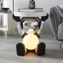 Astronaut Table with Round Top 19.7'X 17.7' Sofa End Table with Moon Lamp Modern Resin Accent Astronaut Statue for Bedroom Living Room Home