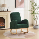 27.2'W Rocking Chair for Nursery, Sherpa Glider Chair with High Back and Side Pocket, Rocking Accent Armchair with Rubber Wood Legs for Living Room/Bedroom.Green