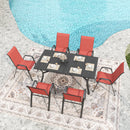 6-Piece Outdoor Dining Chairs Set, Wide Ergonomic Seat, 350 lbs Capacity per Chair, Waterproof & Rust-Resistant Teslin Fabric Metal Frame, Ideal for Patio, Garden, Banquet Hall & Commercial Use