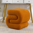 017s-S-shape Teddy Fabric Ottoman Makeup Stool Footstool,Orange
