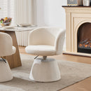 Adjustable Height 360° Swivel Bar Stool, Modern Chenille Upholstered Round Dining Chair, Ergonomic Accent Vanity Chair for Bedroom,Kitchen Island & Pub, Single Pack, Cream & Beige color,SW1878BG