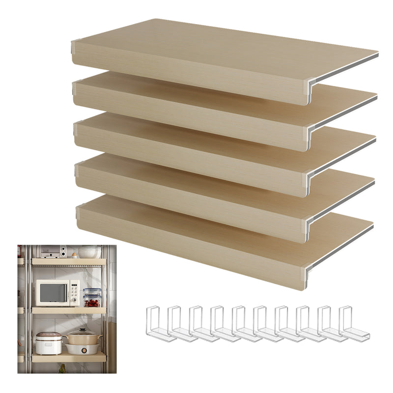 (24 INCH) 5 Pcs Wire Shelf Covers Foamed PVC Wire Rack Covers for Removable Closet (Not Wood) Pantry Shelves for Cabinet Bathroom Kitchen Shelving Decoration ( OAK Color )