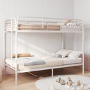 Bunk Bed with Ladder and high Guardrail Metal Bunk Bed, Storage Space, Noise Free,Twin Over Twin Size,WHITE