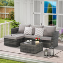 2 Pieces Patio Furniture Set,Outdoor Woven Sectional L- Shaped Patio Furniture ,Wicker Conversation Set with Ottoman, Detachable Lounger Table for Backyard Poolside