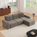 Modern L-shaped sectional sofa, 105-inch cloud sofa, adjustable backrest, 4-seat comfortable cotton fabric with a movable ottoman, available in two colors, suitable for bedrooms and apartments.