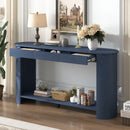 U_Style 59.8'' Modern Oak Veneer Console Table with 3 Drawers,Farmhouse Entryway Table with Shelf,Wood Sofa Table with Semi-Circular Design, Suitable for Living Room,Hallway,Entryway, Foyer, Corridor