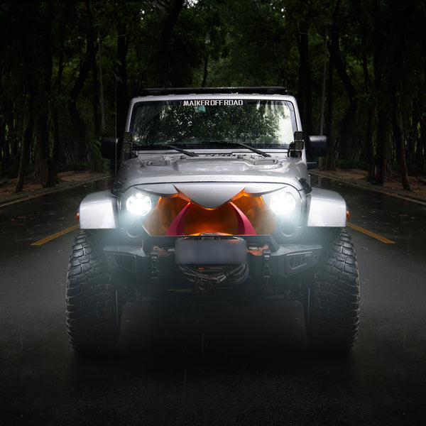 Halloween Front Grille Grid Grill for 2007-2018 Jeep Wrangler Rubicon Sahara Sport JK/JKU, Matte Black