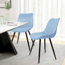 Ergonomic chair with rubberwood frame covered in polyurethane synthetic leather, set of 2, BLUE