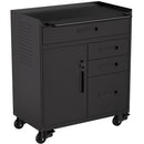 34.3' Mobile Tool Storage Cabinet - Garage Organizer with Lockable Compartment & 4 Drawers, Rolling Steel Chest for Workshop and Home Garage