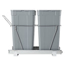 Pullout Trash Can for Kitchen Cabinets, 35 QT x2 Double Under Sink Garbage Waste Recycling Bin, Under Mount Waste Container, with Heavy Duty Metal Full Extension Sliding System and Handle