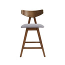 Mid-Century Modern Counter Stool Set of 2 with Upholstered Seating and Dark Grey Fabric