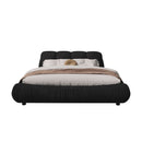 Queen Size Luxury Upholstered Platform Bed with Oversized Padded Backrest and Solid Wood Frame, Suitable for Multiple Heights of Mattresses, Black