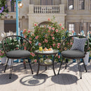 U_STYLE Outdoor Leisure Set, 2 Rattan Single Chairs with A Glass Round Table, Perfectly Suited for Patios, Balconies, and Courtyards