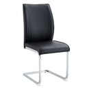 Luxurious and minimalist chair covers, 2 high elasticity dining chairs, black PU material, silver metal arched legs.