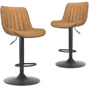Bar Stools Set of 2, Swivel Adjustable Barstools, Bar Height Stools with Back Support, PU Leather Counter Height Bar Chairs for Kitchen Island Rustic Barstool, Brown