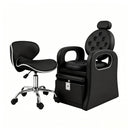 Pedicure Station for Nail Tech No Plumbing Pedicure Chair with Massage Pedicure Tub,Black Silver