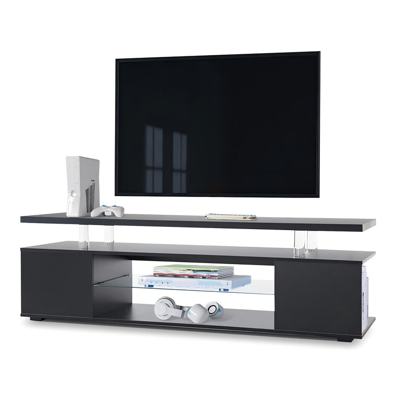TV Stand for 60 Inch TV LED Gaming Entertainment Center Media Storage Console Table with Large Side Cabinet for Living Room( Black)