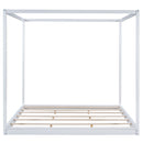 White King Size Canopy Platform Bed with Support Legs, Pine Wood and MDF, 80.3''x76.2''