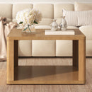 Square Coffee Table for Living Room in Natural Farmhouse Coffee Table with Storage,2-Tier  Center Table with Half Open Storage Compartment in 30.8'