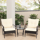 3 Pieces Patio Set Outdoor Wicker Furniture Sets Modern Rattan Chair Conversation Sets with Coffee Table