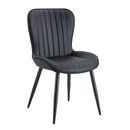 Minimalist Black Ergonomic Dining Chair Pack of 4 with Curved Cushions and Metal Frame