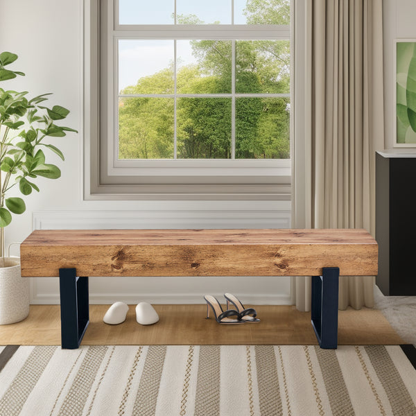 59' Dining Bench, Farmhouse Indoor Kitchen Table Benches, Bed Bench, Industrial Shoe Bench, Entryway Benches