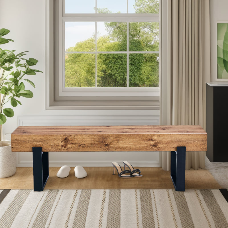 59' Dining Bench, Farmhouse Indoor Kitchen Table Benches, Bed Bench, Industrial Shoe Bench, Entryway Benches