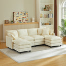 Modular Sectional Sofa, 106 Inch U Shaped Couch Set for Living Room, 4-Seater Comfy Cloud Couches with Movable Ottoman, DIY Combination, Chenille, Beige