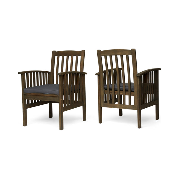 CASA Acacia Dining Chair Set with Cushions, Dark Grey,2PCS