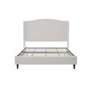 Minimalist Designs Hannah Upholstered Wingback King Bed Frame with 54' Headboard in Premium Textured Canvas Chenille Look Ivory