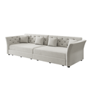 100'  Oversize Pull Out Sofa Bed,  Convertible Sleeper Sofa with Handmade Fabric Flower Tufted Design,Multi-Functional Velvet Loveseat Bed for Living Room,Bedroom,Apartment,Light Grey