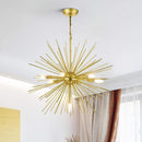 Gold Sputnik Chandelier, 7 Lights Satellite Pendant Light fixtures, 25.6'' Modern Starburst Firework Metal Ceiling Light, for Dining Room, Bedroom, Kitchen, Hallway, Entryway, E12