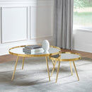 Lymon Gold 2-piece Round Mirror Top Nesting Coffee Table