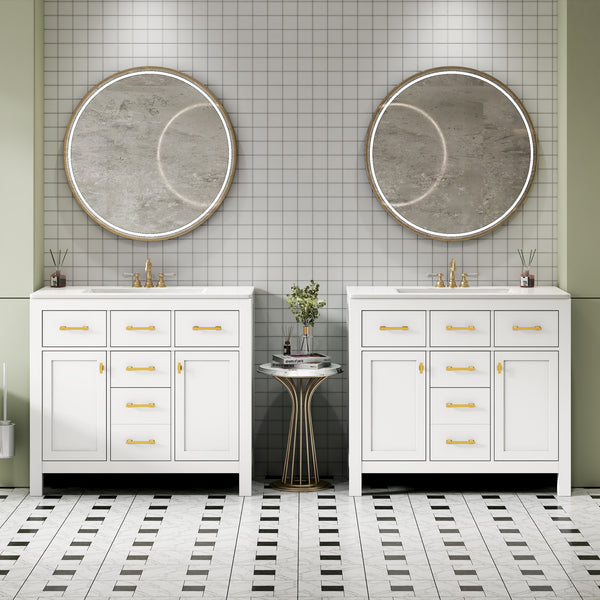 72'' Bathroom Vanity Set with Ceramic Sink (Separate), Modern Freestanding Single Bathroom Cabinet with Drawers & Cabinets,Storage Cabinet for Bathroom, Solid Wood Frame Vanity Set