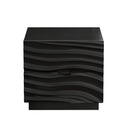 Modern Solid Wood Nightstand with 2 Drawers, No Handles, Black, 23.62 x 15.75 x 22.83 inches