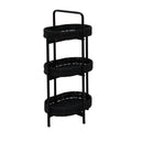 Modern 3-Tier Handwoven Side Table with Oval Organizer in Black Metal and Paper Rope