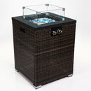 22' Propane Gas Fire Pit Table, 40000 BTU Square Steel Fire Pit with Beautiful Wicker Base for Outside Patio Deck Garden Backyard-Black