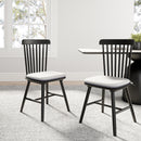 Farmhouse Kitchen Chairs (Pair) - Sturdy Solid Wood Construction with Cushioned Seats, Modern Windsor Back Design - Black