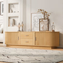 U-Can Modern TV Stand with Drawers, Hidden Sliding Storage, Rounded Corners, and Waterproof Surface,  Fits 65'-70' TVs